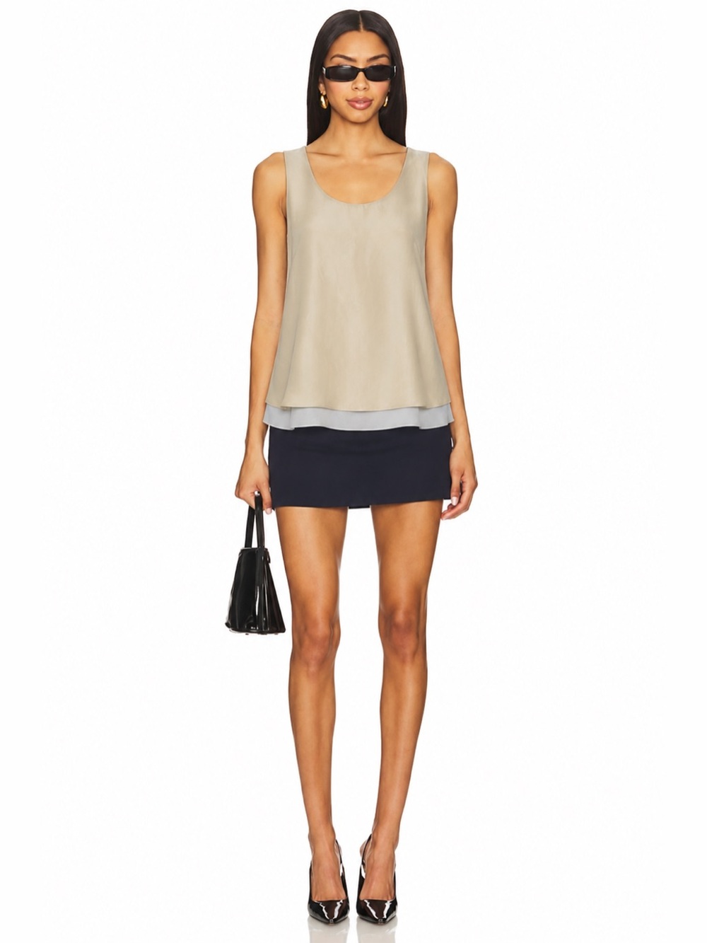 UTERQUE 100% Mulberry Silk Chic Feminine Cream Minimalist Work Sleeveless Top 📐S